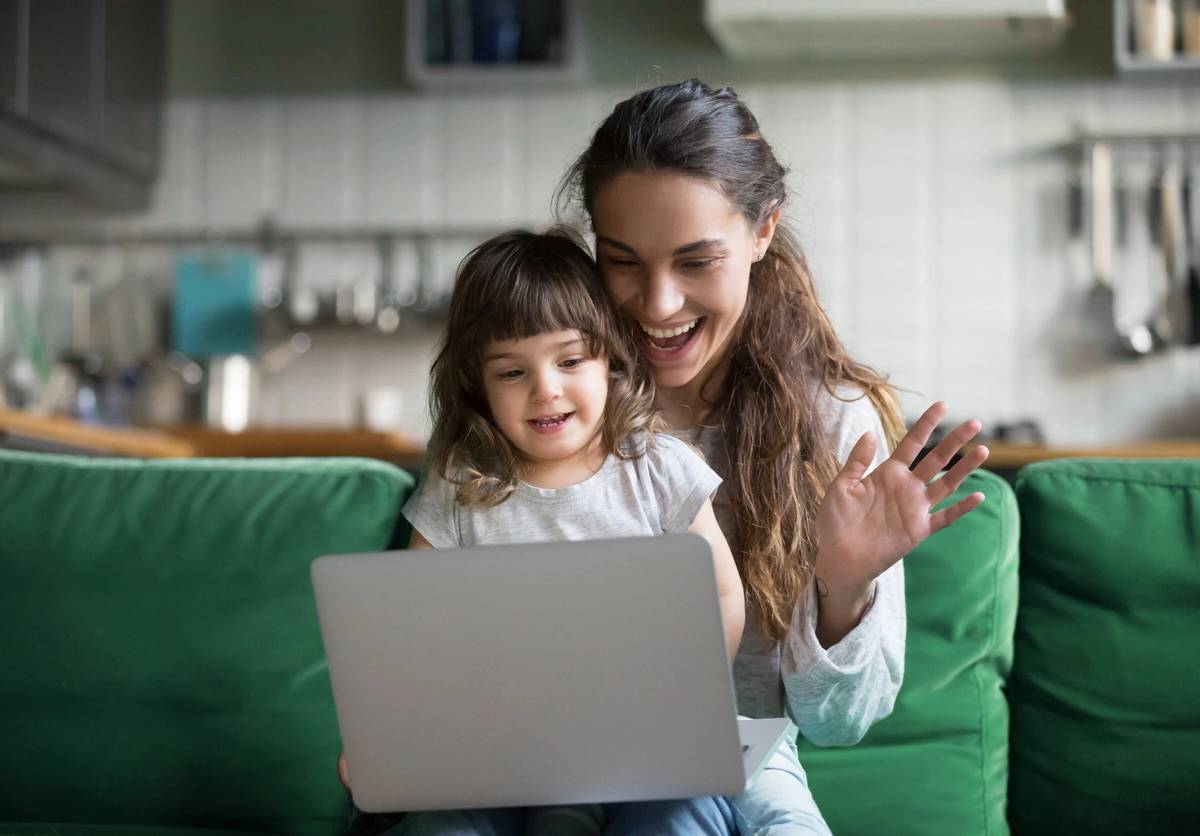 Mom and daughter at home